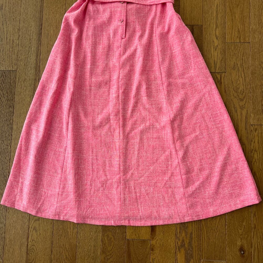 Anne Klein Pink Belted Midi Dress Tailored Button Front Short Sleeve Vintage - Picture 2 of 11